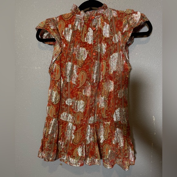 NWT‎ Anthropologie Let Me Be Vanna Shimmer Paisley Top- 2 - Picture 5 of 12